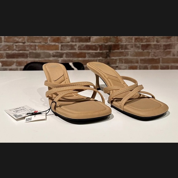 Zara Tan Neoprene Heel Sandals Size 41 - Picture 7 of 9